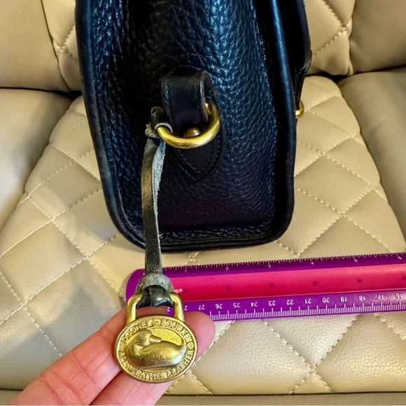 Black and Gold Tone Dooney & Bourke Structured Crossbody Bag with Flap Closure - Picture 3 of 5